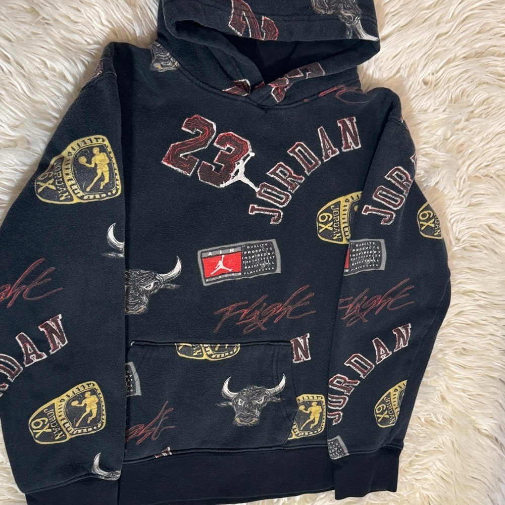 Jordan Black Crewneck Hoodie with Allover Logos - Picture 4 of 8